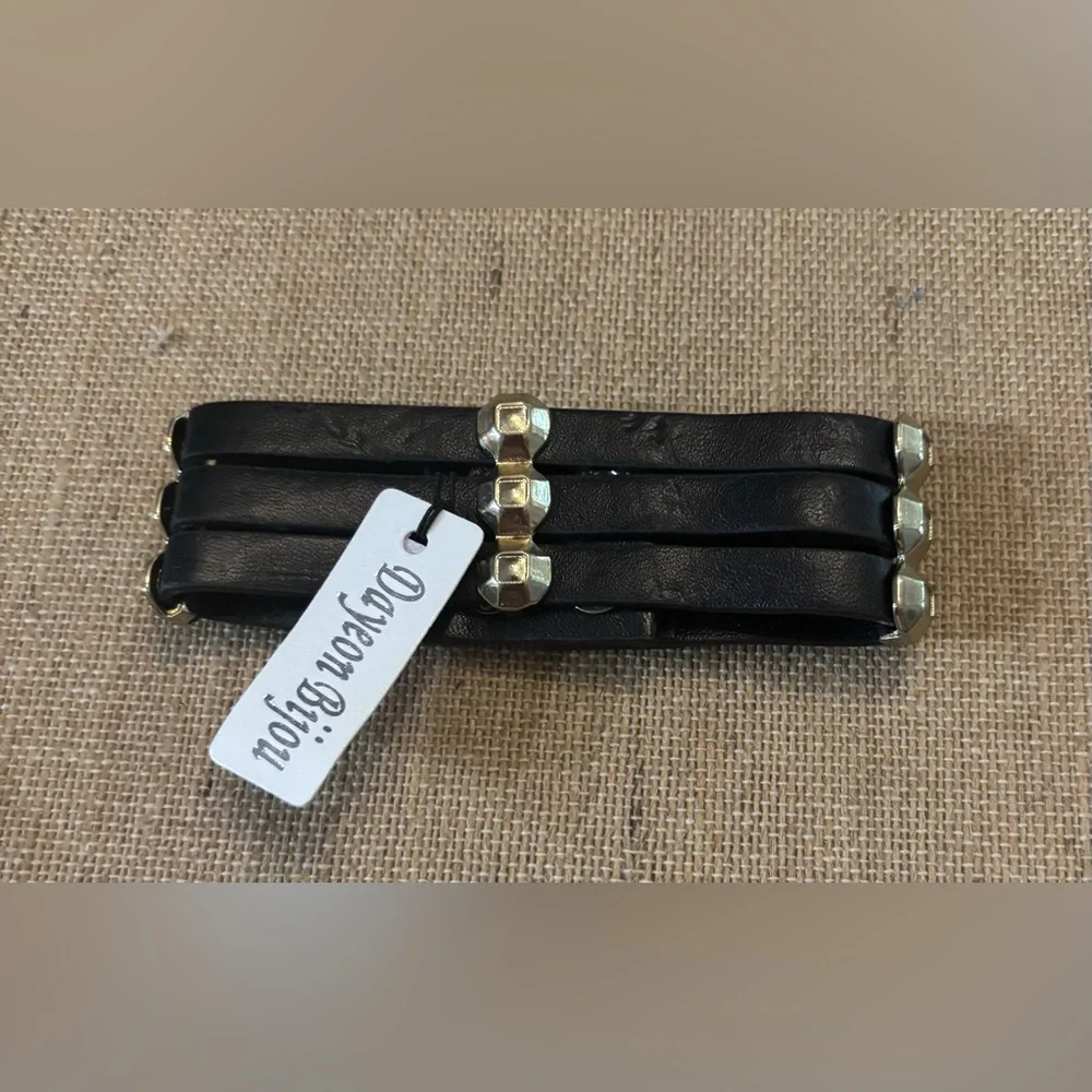 3 Strap Leather Bracelet With Metallic Stud Detailing 7”-8”